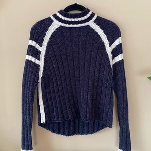 Retro Navy Blue Cropped Sweater